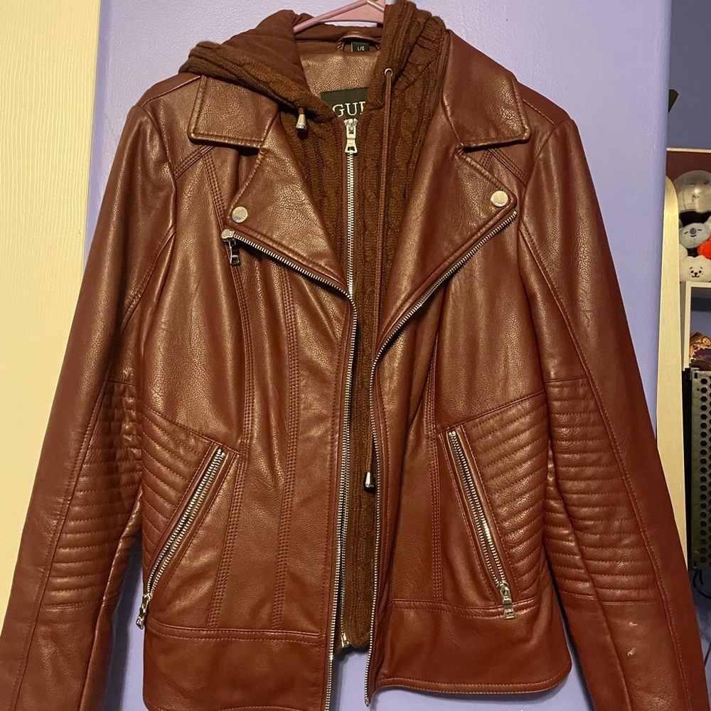 Burgundy Guess LeatherJacket